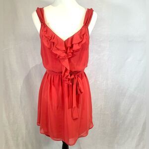 Lauren Conrad coral ruffle chiffon dress size 6